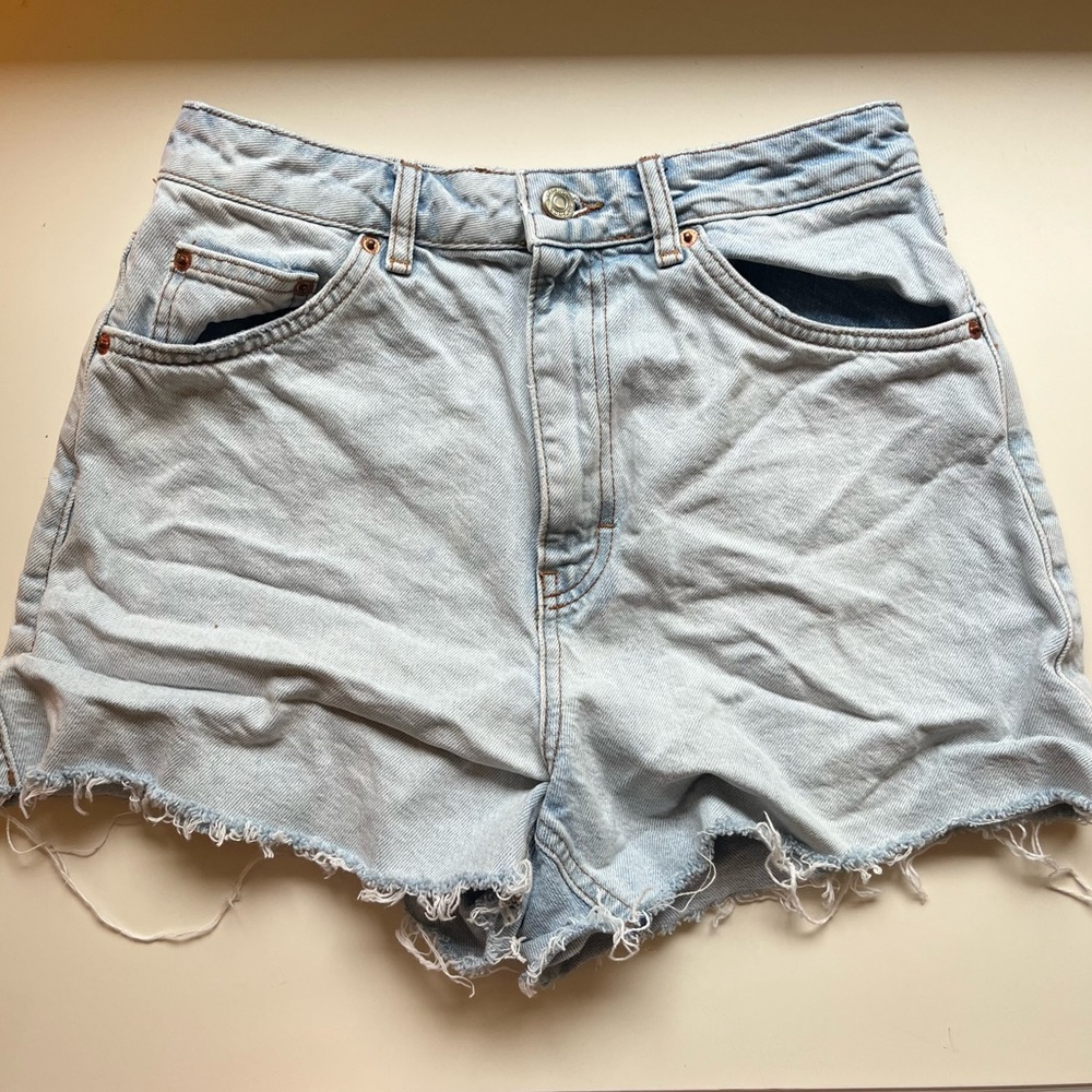 Topshop A-line denim shorts.